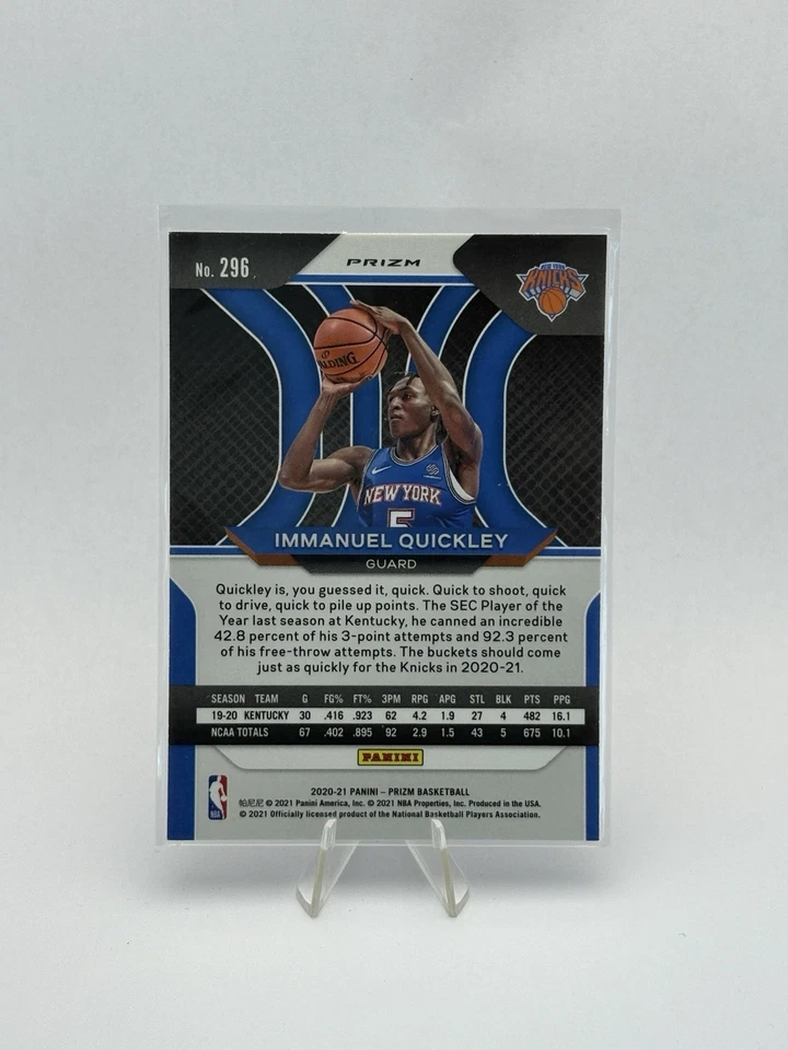 2020-21 Panini Prizm Immanuel Quickley RC Silver Prizms Rookie #296 Raptors - Image 2 of 2