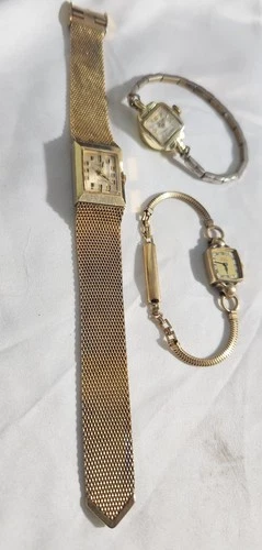 3 vintage ladies watches Timex electric mesh band Elgin, & Genova ( all as is)