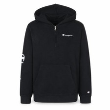 Champion Jungen Pullover Hoodie Gr. 2XL Schwarz Langarm Freizeit 1/2 Zip Logo