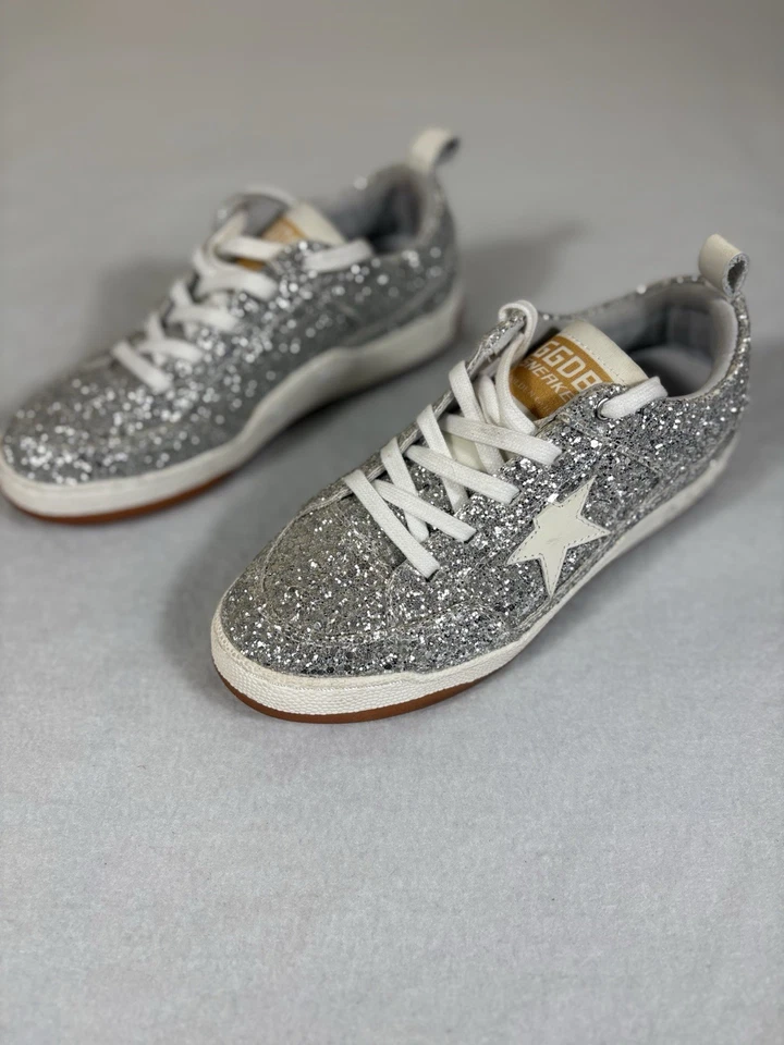 Golden Goose Women's Yeah Glitter Sneakers in Silver and White Size 37 EU (7 US) - Image 2 of 4