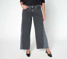 256 NYDJ Teresa Petite Wide Leg Jeans with Contrast Sideseam Gusset Size 12P