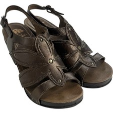 Dansko Nina Leather Stud Flower Slingback Sandals Metallic Bronze Women 38 7.5