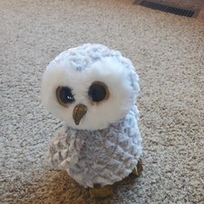 TY Beanie Boos Owlette Fluffy Gray Owl 9" Soft Plush Glitter Eyes
