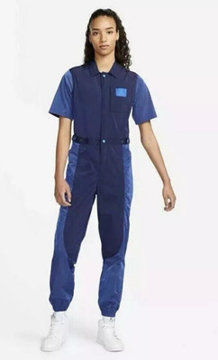 Nike Jordan Essentials Flight Suit Jumpsuit Women Blue DD7063-492 (Medium)
