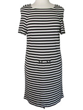 Diane Von Furstenberg Size Small Black & White Striped Pullover Dress