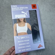 Puma Women's M Seamless Sports Bra Grey/Black e0387