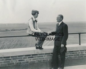 1936 AMELIA EARHART & PURDUE U. PRESIDENT ELLIOTT RECORD AVIATION PHOTO AIRPLANE