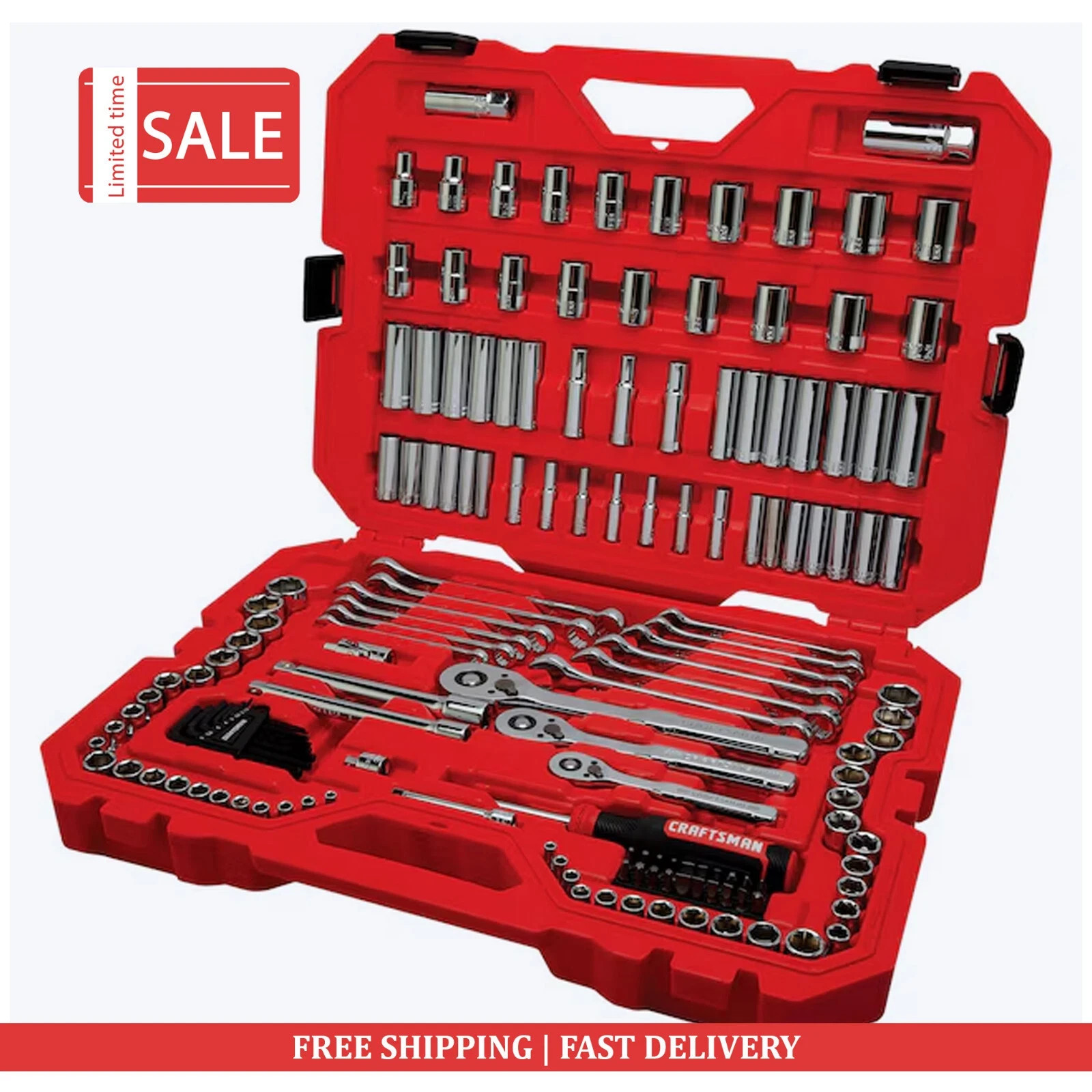 Craftsman159-Piece Standard SAE & Metric Chrome Mechanics Tool Set w/ Hard Case