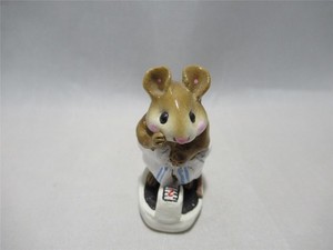 Wee Forest Folk Just Checking - Retired Mouse on Scale in White Towel - Chip
