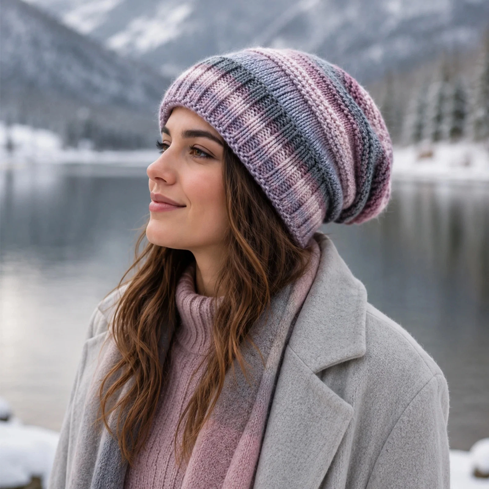 Women's Tie-Dye Slouchy Beanies Lined Winter Hat