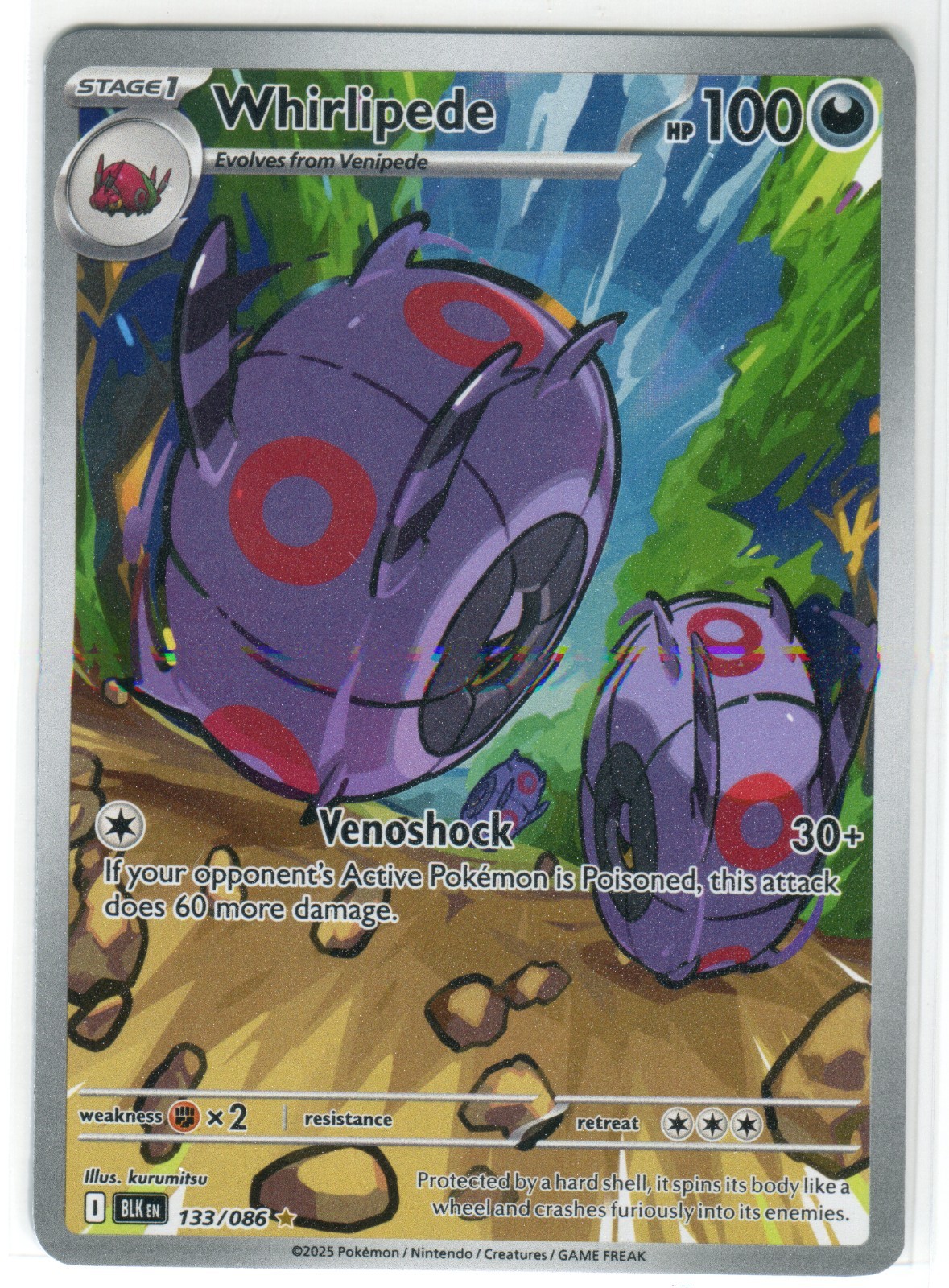 Whirlipede 133/086 Sv: Black Bolt Holo Illustration Rare