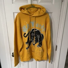 Ed Hardy Y2K Black Panther Tattoo Yellow Hooded Sweatshirt Pick Your Size NWT