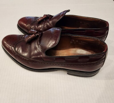 Allen Edmonds Berwick Burgundy Leather Wingtip Tassel Dress Shoes Loafers 9.5 D