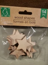 Crafter's Square Color Your Own Ornament Wood Shapes 14 Pcs Star FAST SHIPPING 