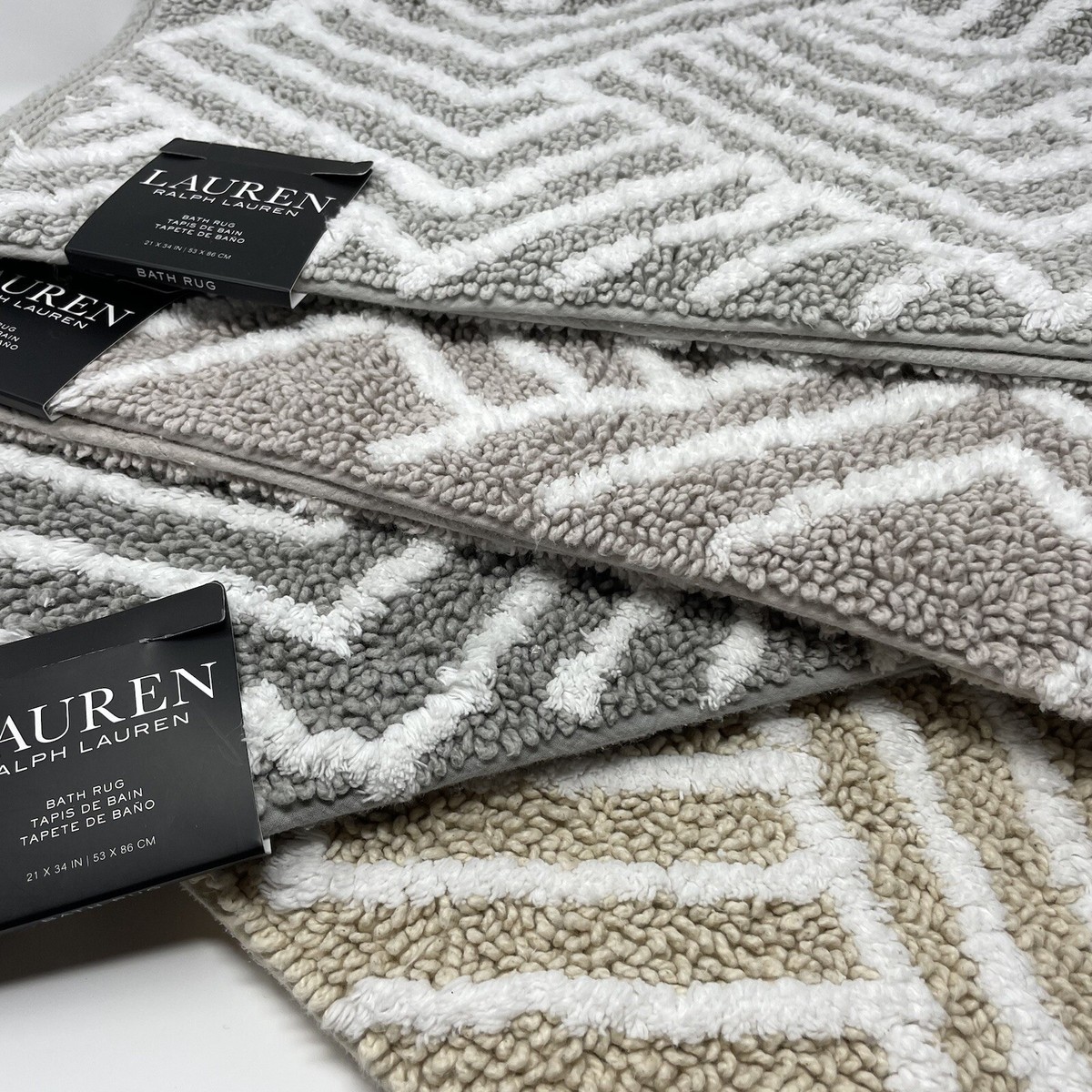 Lauren RALPH LAUREN Bath Rug 21x34 Taupe 100% Cotton Anti