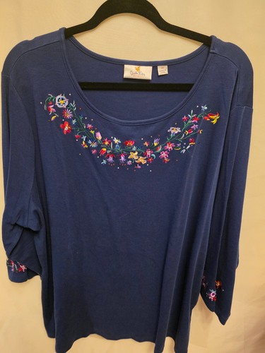 Quaker Factory Top Women's 3X Blue 3/4 Sleeve - New Without Tags