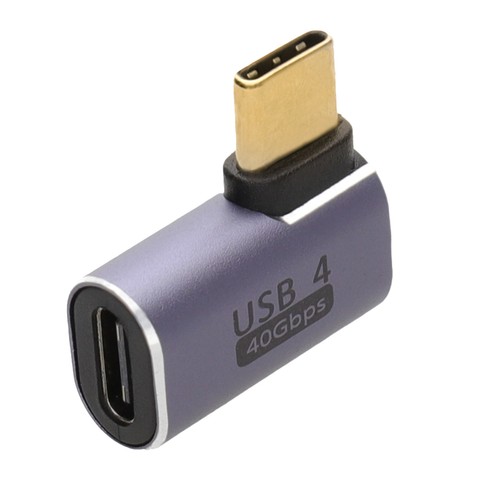 USB4-40 Rechter Winkel Adapter 90/270 40Gbps USB-C Stecker auf Buchsenenden Lila - Bild 7 von 14
