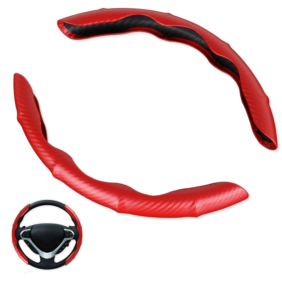 For VW Golf Jetta Passat Steering Wheel Cover Protector Non-Slip Carbon Fiber - Image 3 of 4