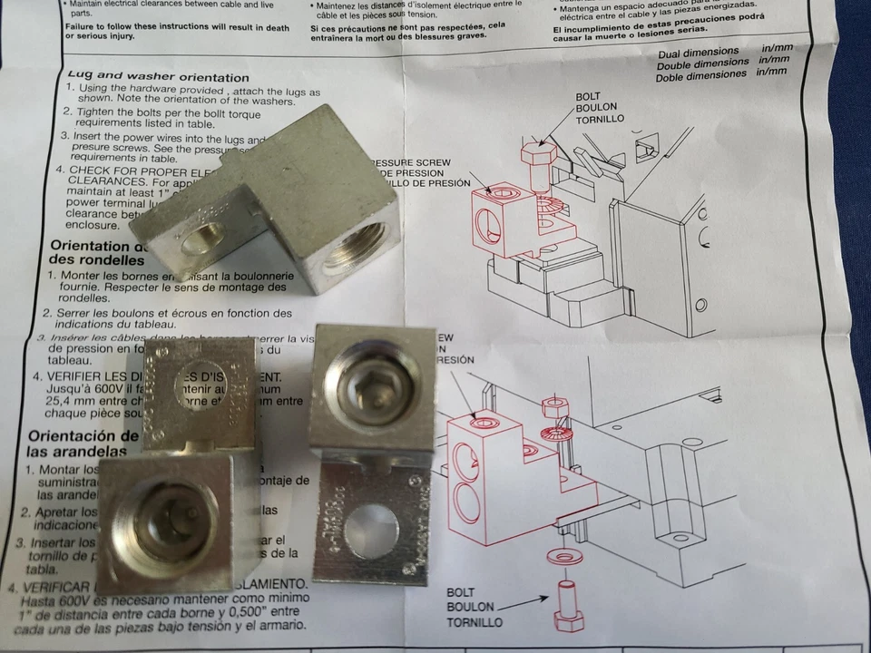 Cooper Bussmann LUG1-3 Terminal BLOCK lUG, 6-300MCM - 3 LUGS - Image 3 of 4