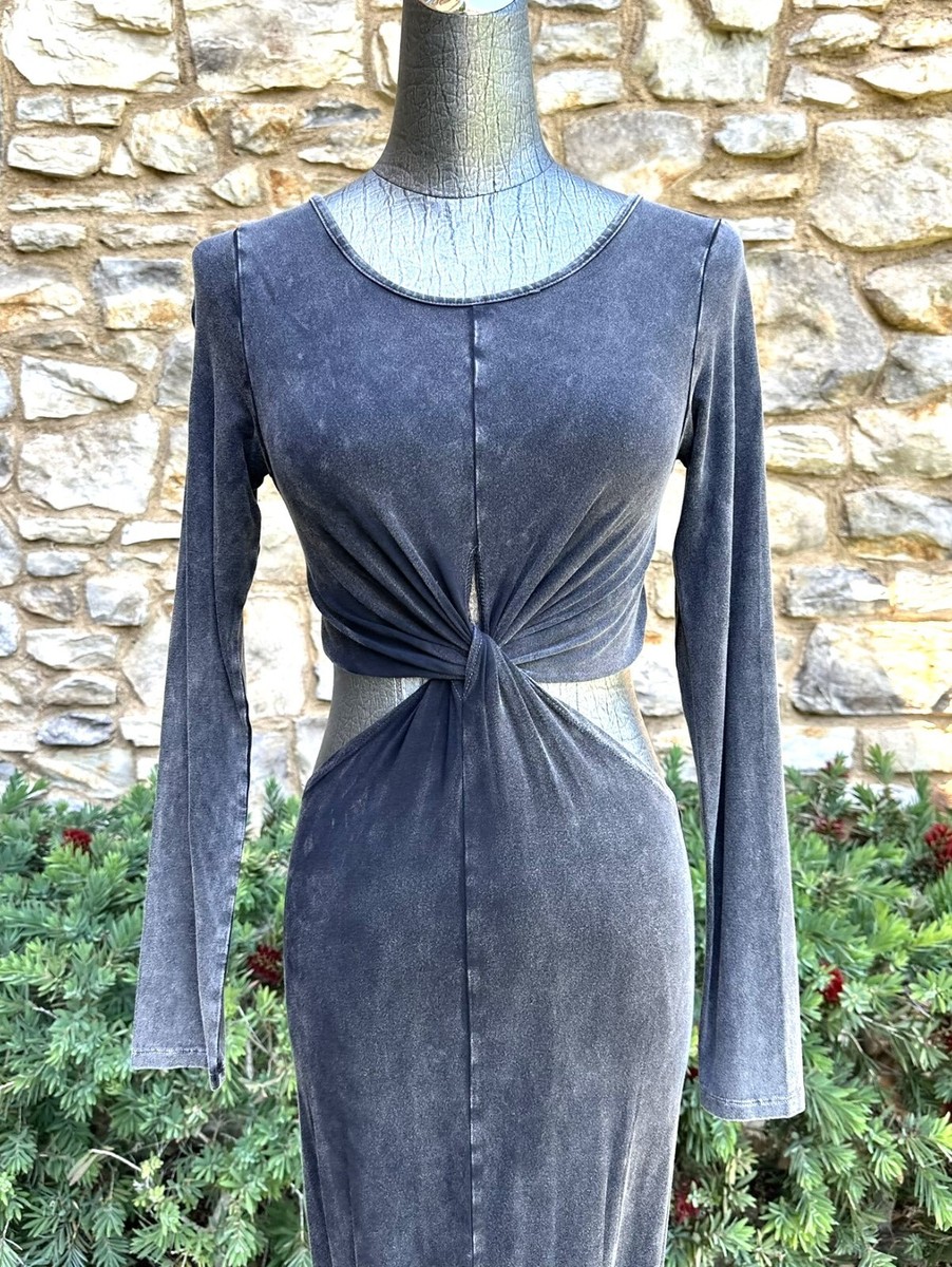 AnM Grey Long Sleeve Cut Out Maxi Dress Small