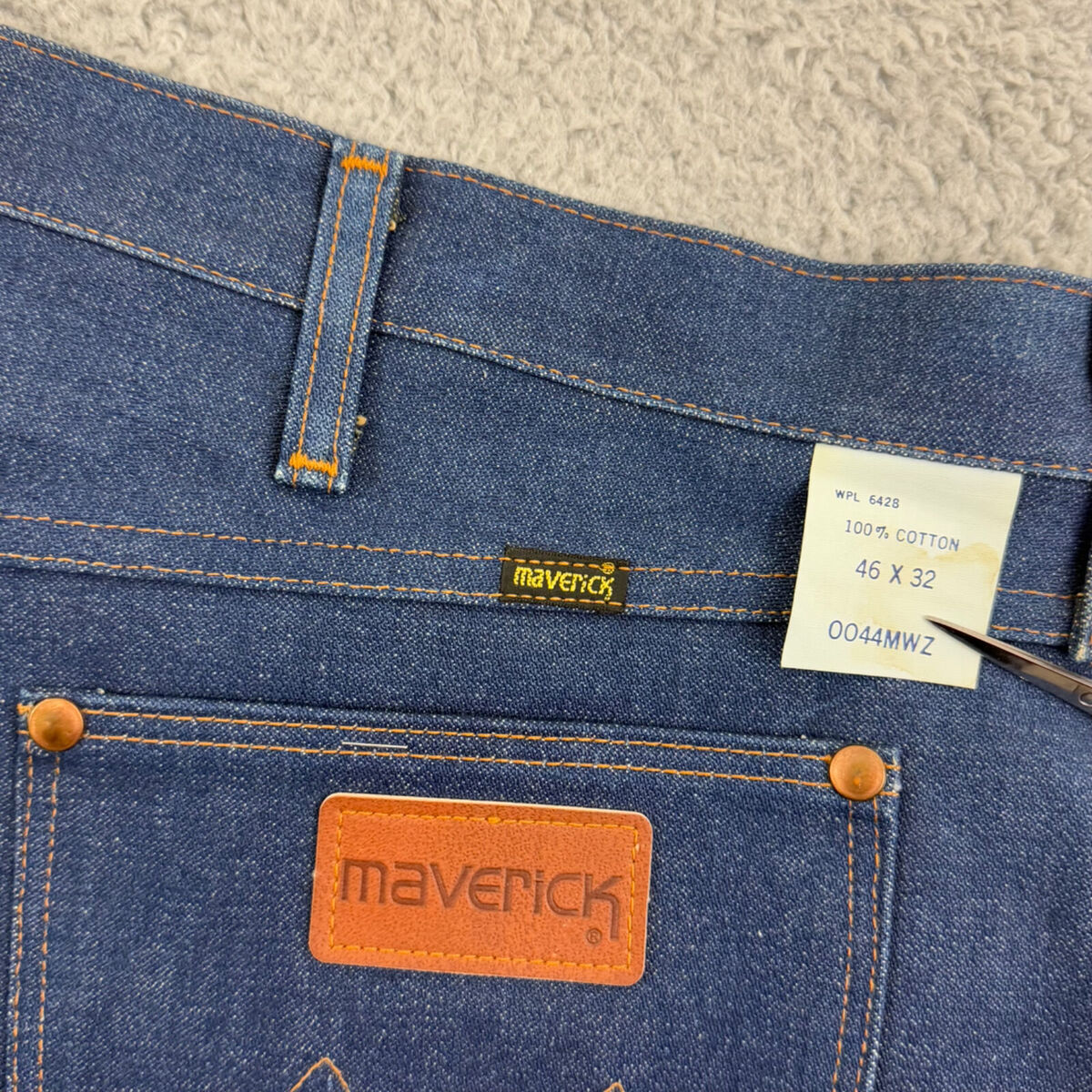 Vintage Maverick Jeans Mens 46x30 Indigo Denim Western 70s Vintage Maverick Jeans Mens 46x30 Indigo Denim Western 70s