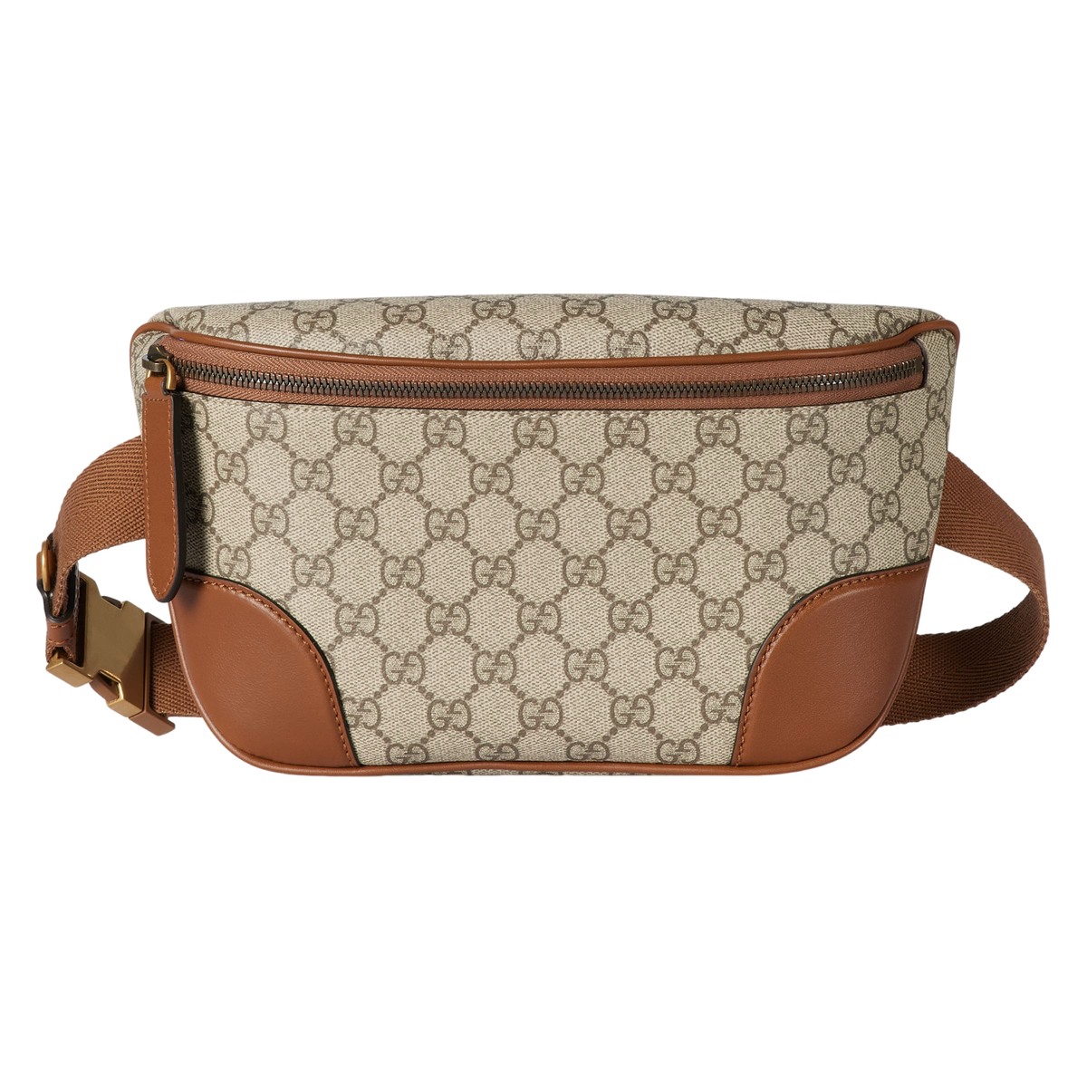 GUCCI GG Emblem Medium $1500 Beige And Dark Brown Belt Bag New