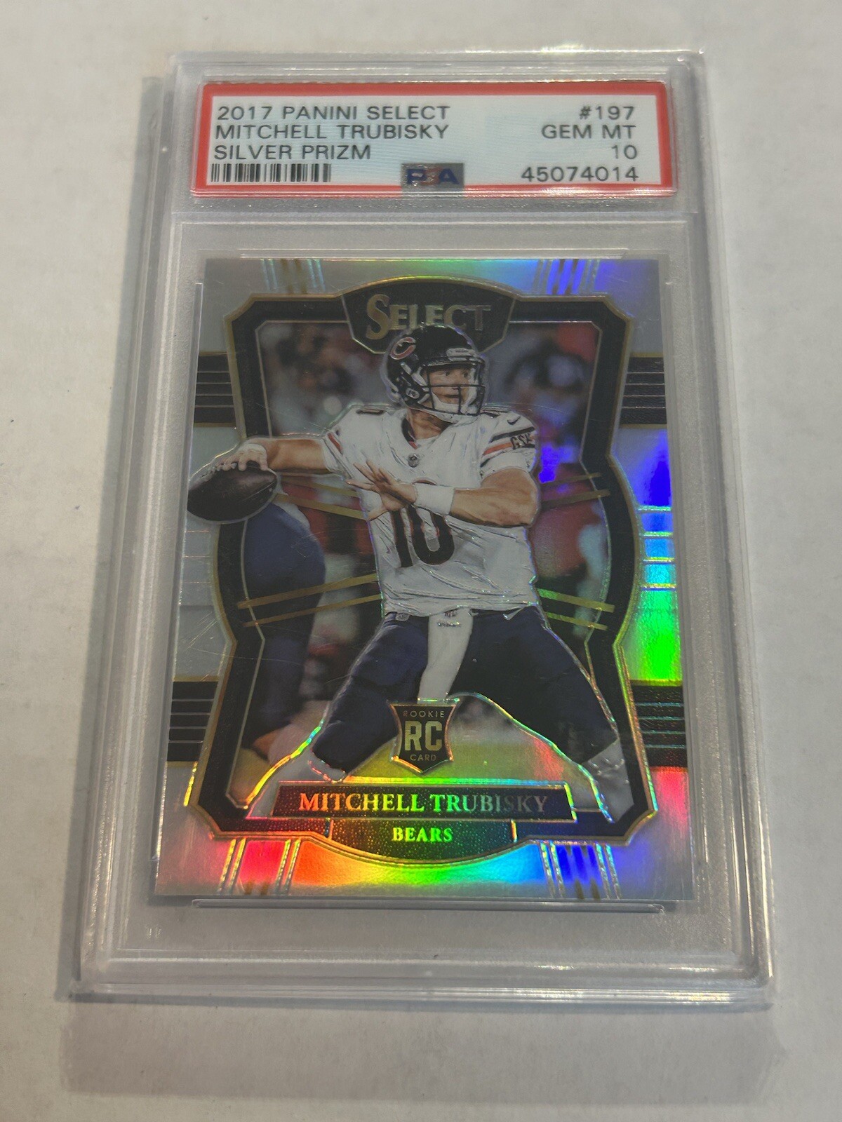 2017 PANINI SELECT MITCHELL TRUBISKY #197 SILVER PRIZM ROOKIE PSA 10 BEARS SP