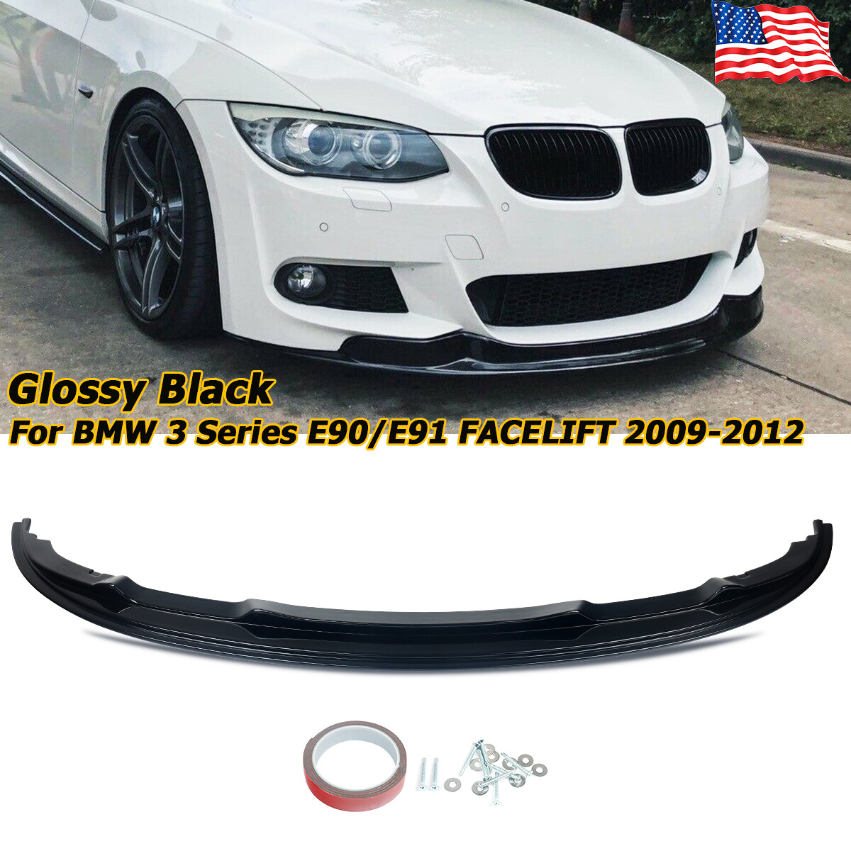 FOR BMW E90 E91 M TECH LCI 09-12 PERFORMANCE FRONT BUMPER SPLITTER