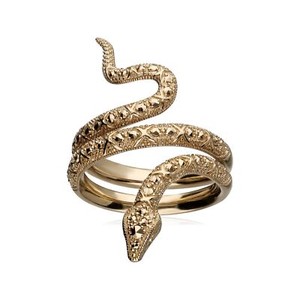 Authentic Marcasite Snake Wrap Ring in Gold Plated Sterling Silver