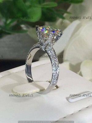 14K White Gold Plated 2 CT Round Cut Lab-Created Diamond Lovely ...
