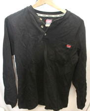 Wrangler Riggs workwear 34-36 1/4 Button Black Long Sleeve Cotton Blend Shirt