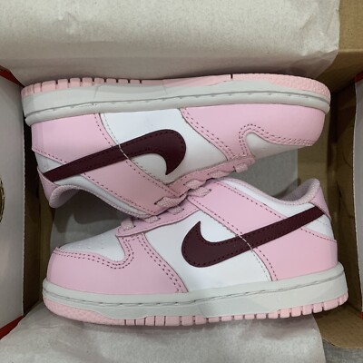 New Nike Dunk Low Valentine's Day Pink Foam Baby Toddler TD Sz 7C