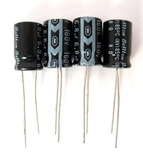 6.8uF 160V Radial Lead Electrolytic Capacitors: Small Size: 4/Lot