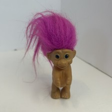 Vintage Russ Troll Doll 3.5" Tall fushia Hair Brown Eyes Free Shipping
