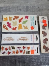 Scrapbook Stickers LOT Thanksgiving Turkey Leaves Fall Autumn Grossman's NEW #38