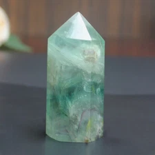Natural Fluorite crystal Hexagonal point Column Healing quartz Reiki Stone