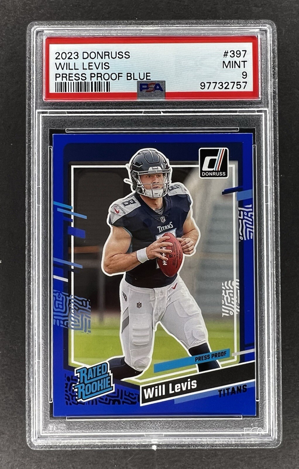 2023 Panini Donruss Rated Press Proof Blue Will Levis #397 PSA 9 MINT Rookie RC