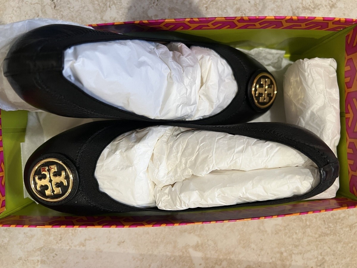 Tory Burch Black Caroline 2 Ballet 6.5 W | eBay Tory Burch Caroline 2 wedge ballet on black nappa main image 0