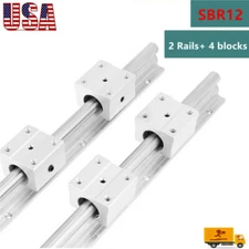 SBR12 Linear Slide Rail Guide Shaft Rod 300-1500mm+4Pcs SBR12 Bearing Block CNC