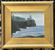 Oil On Canvas “split Rock Lighthouse” 8x10 By Robert Thompson Original Fine Art