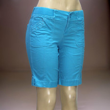 Gloria Vanderbilt Bermuda Shorts Elastic Waist Stretch Aqua Petite Size 4P