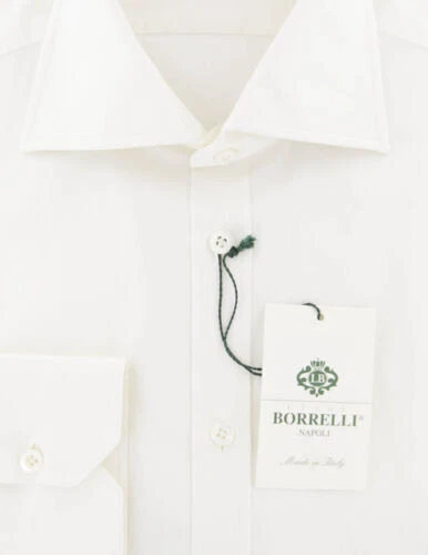 Camicia Bianca In Cotone Solido Luigi Borrelli - Slim - (YU) - Immagine 2 di 4