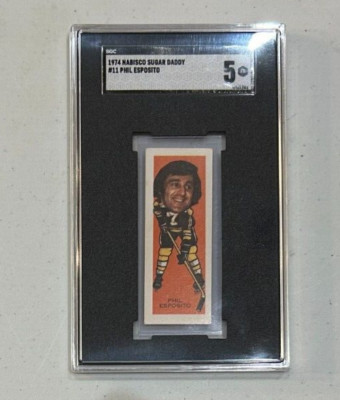 1973 1974 Phil Esposito Sugar Daddy Card Nabisco #11 Bruins Graded SGC 5 EX