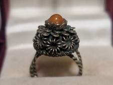 Natural Vintage old Antique Baltic Amber Ring  German silver nickel 5,8 gr