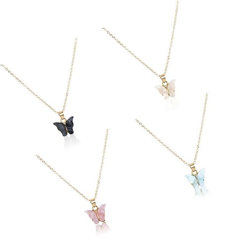 Butterfly Necklace Set, 4pc Adjustable 