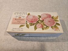 Crabtree Evelyn Rosewater Soap with Cold Cream Bar Soap Set of 3 New In Box Rare
