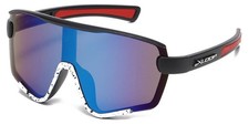 Kids Xloop Shield Sunglasses Black Frame Blue Mirrored Lens Lightweight