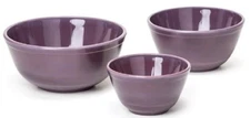 Mixing Nesting Bowls Set 3 Stackable - Eggplant Purple Glass - Mosser USA