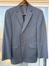 Burberry London Kensington Gray Pinstripe Suit Jacket Size 40R Made In USA