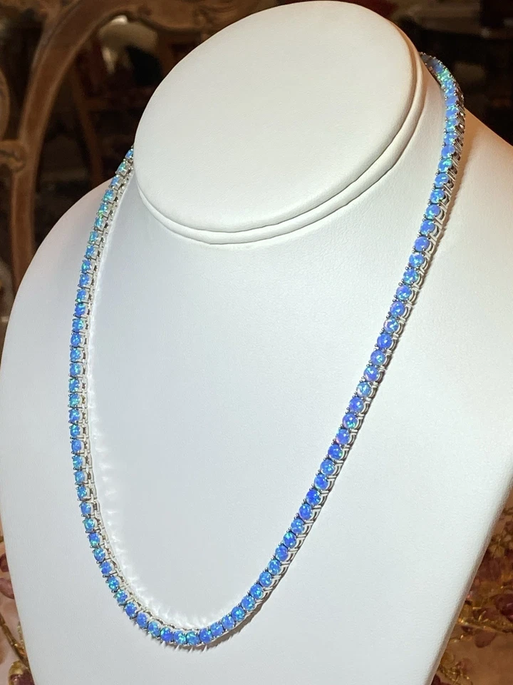 Melinda Maria Blue Opal Tennis Necklace - Image 2 of 4